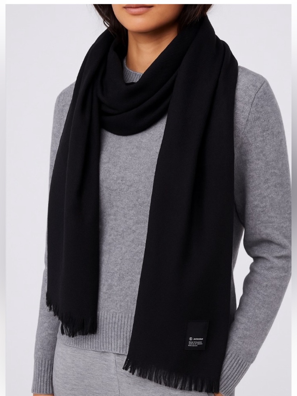 Lululemon Black Long Rectangle Wool Scarf Pashmina